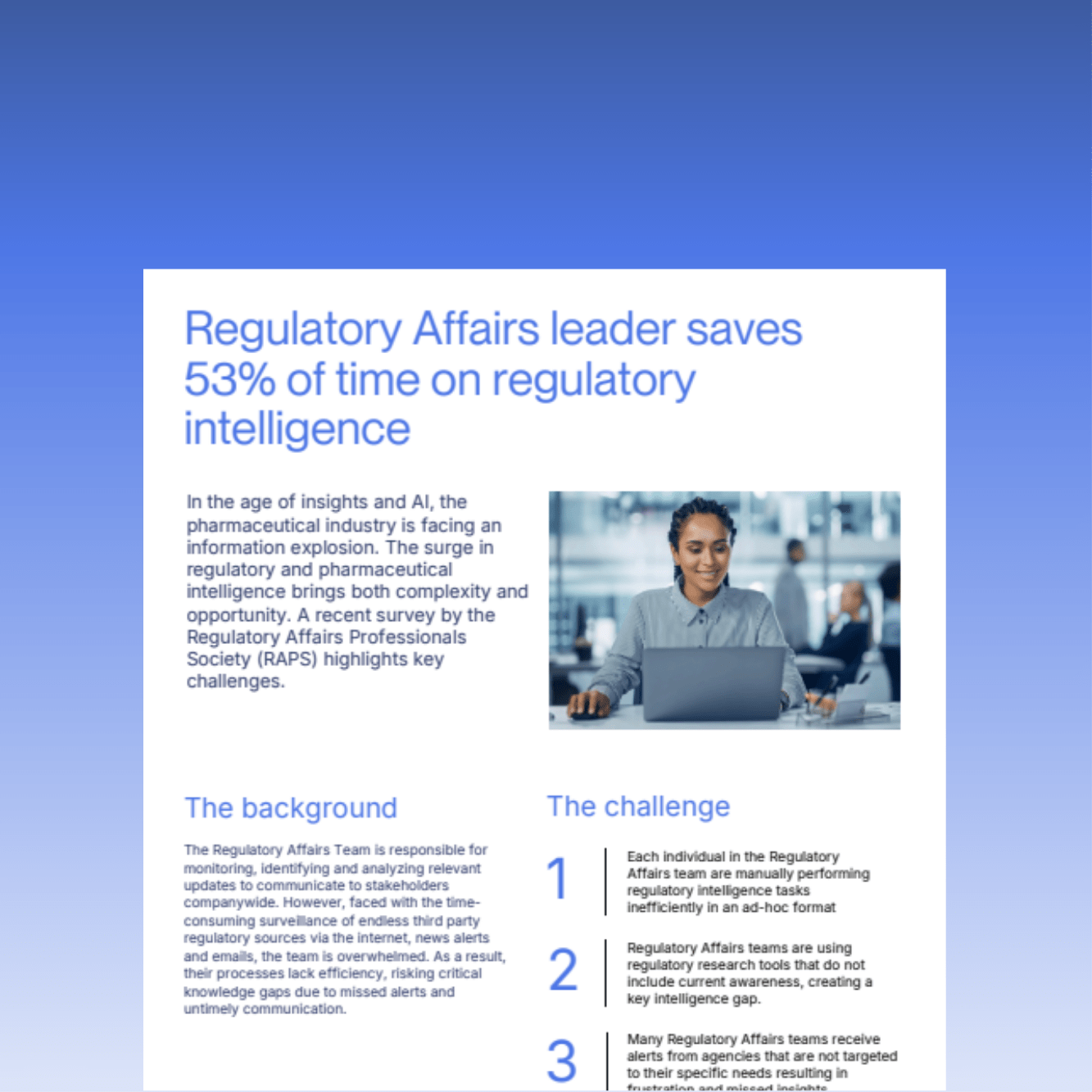 Regulatory Affairs leader saves 53% of time on regulatory intelligence